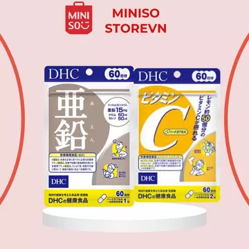 Combo viên uống Vitamin C DHC gói 120 viên & Kẽm DHC gói 60 viên Nhật Bản chính hãng