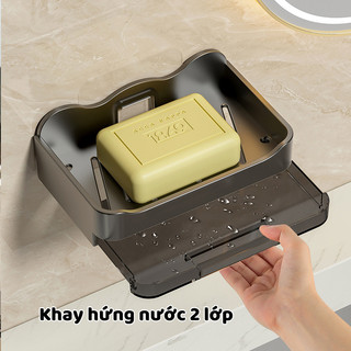 Kệ ABS đựng xà phòng gắn tường có khay thoát nước tiện dụng HomieTech