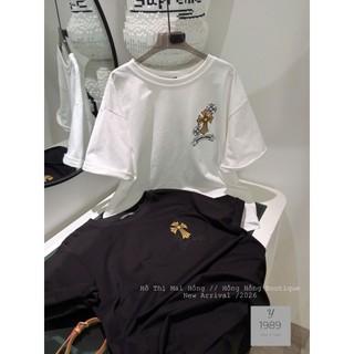 Áo Thun Nữ Thánh Giá Màu Trắng Form Rộng Trùm Mông QCCC Cao Cấp