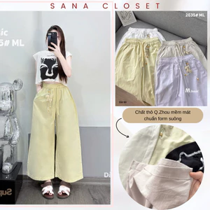 Quần Dài Nữ Q.Zhou NEW 2026 Phụ Kiện Móc Ngựa Dáng Suông Chất Thô Siêu Mềm Mát | SANA CLOSET #2635