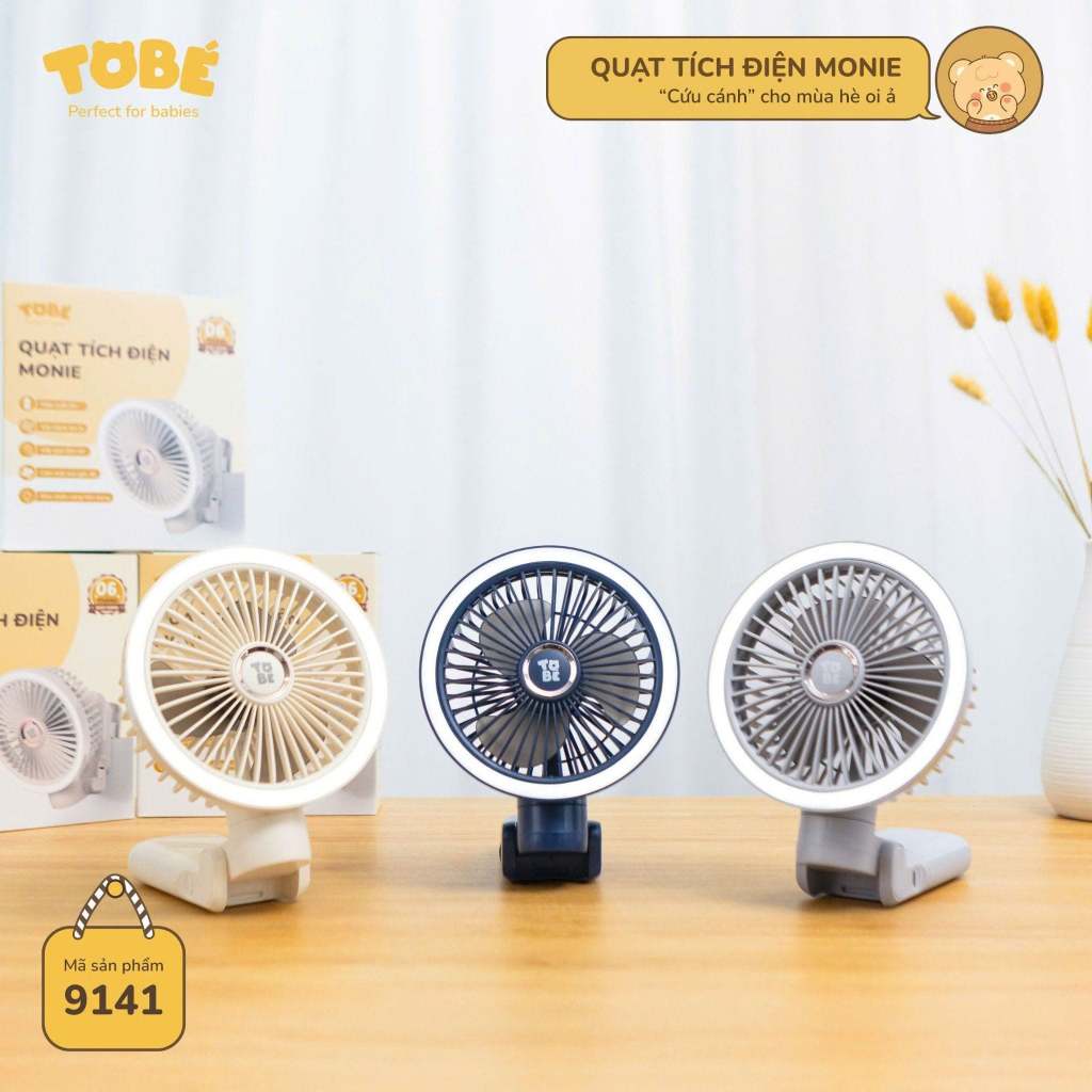 [TOBE] Quạt kẹp tích điện mini Monie hãng TOBÉ pin 7200 mah bảo hành 6 ...