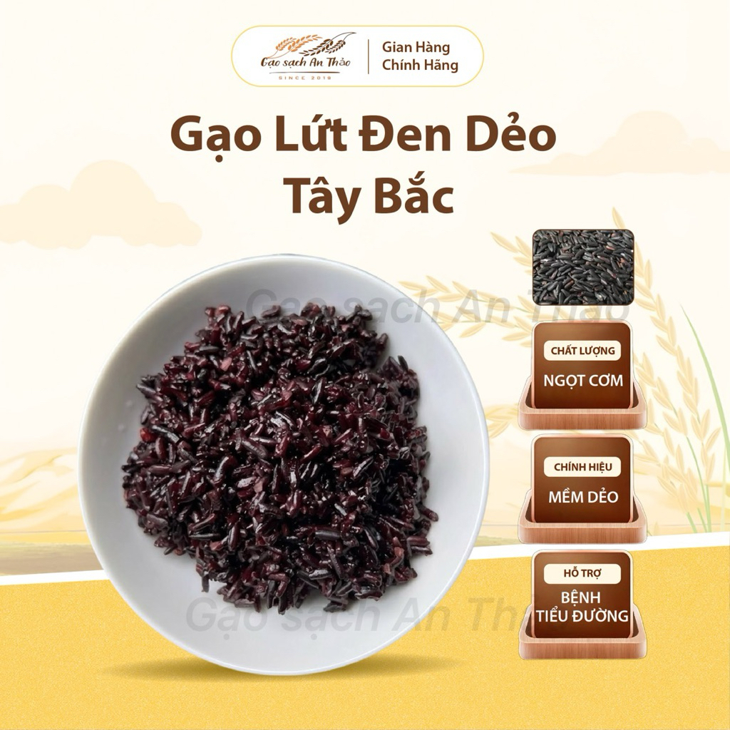 (5kg) Gạo lứt đen dẻo - gạo Tây Bắc ,healthy food ,đóng bao thường