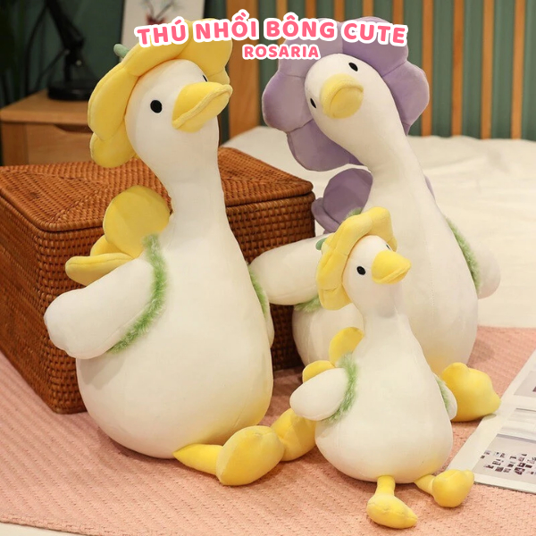 Thú nhồi bông vịt vàng tím đeo balo đội mũ – Gấu bông cao cấp dễ thương, quà tặng - GẤU BÔNG XINH BABYROS