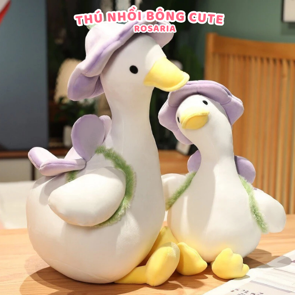 Thú nhồi bông vịt vàng tím đeo balo đội mũ – Gấu bông cao cấp dễ thương, quà tặng - GẤU BÔNG XINH BABYROS