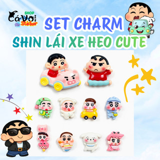 Set Charm Shin Cute Cosplay Mini – Shin lái Xe Heo, Thú Cưng, Biểu Cảm Kawaii Trang Trí Dép Hot Trend 2026