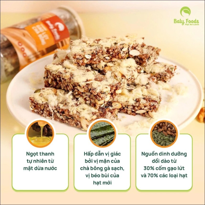 Thanh Gạo Lứt Chà Bông BALYFOODS Dinh Dưỡng Cho Người Ăn Kiêng, Mẹ Bầu, Giữ Dáng, Siêu Hạt