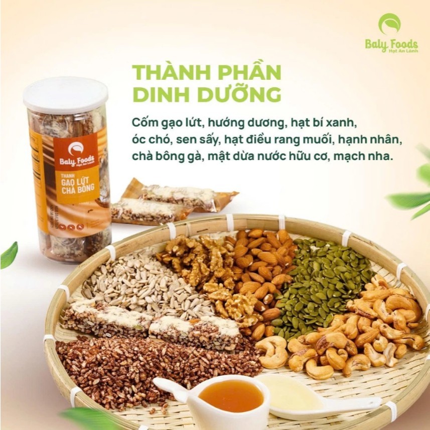 Thanh Gạo Lứt Chà Bông BALYFOODS Dinh Dưỡng Cho Người Ăn Kiêng, Mẹ Bầu, Giữ Dáng, Siêu Hạt