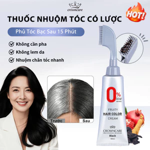 Crowncare Lược Nhuộm Tóc Phủ Bạc Nhanh | Chải Là Lên Màu | Nhuộm Chân Tóc Tiện Lợi | Không Cần Pha | Màu Tự Nhiên 100ml