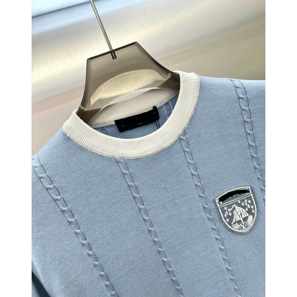 ⚡️[Hight Quality] Áo Phông Len Blue \/ Ready To Wear - Điểm Nhấn Chữ Trắng Dệt Kim Cao Cấp Street Wear