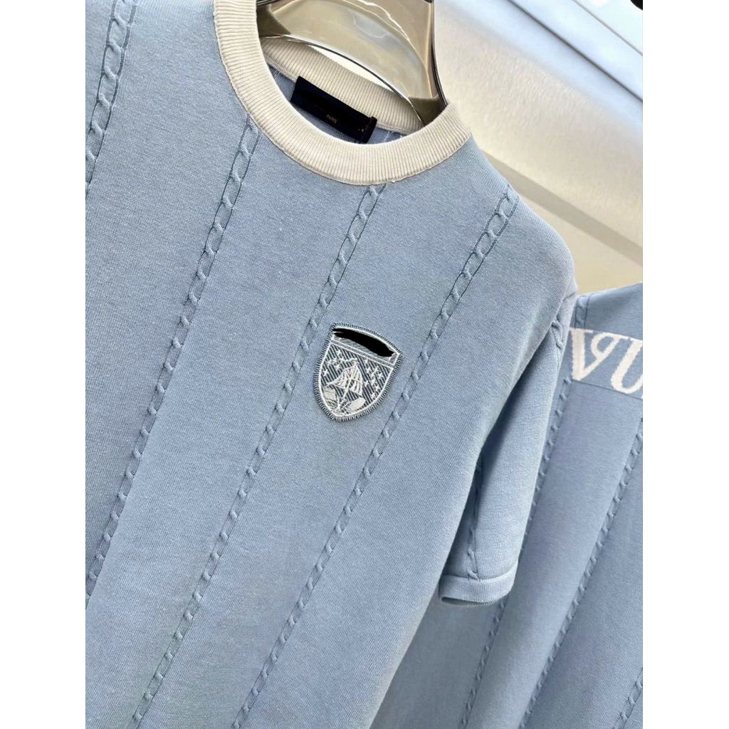 ⚡️[Hight Quality] Áo Phông Len Blue \/ Ready To Wear - Điểm Nhấn Chữ Trắng Dệt Kim Cao Cấp Street Wear