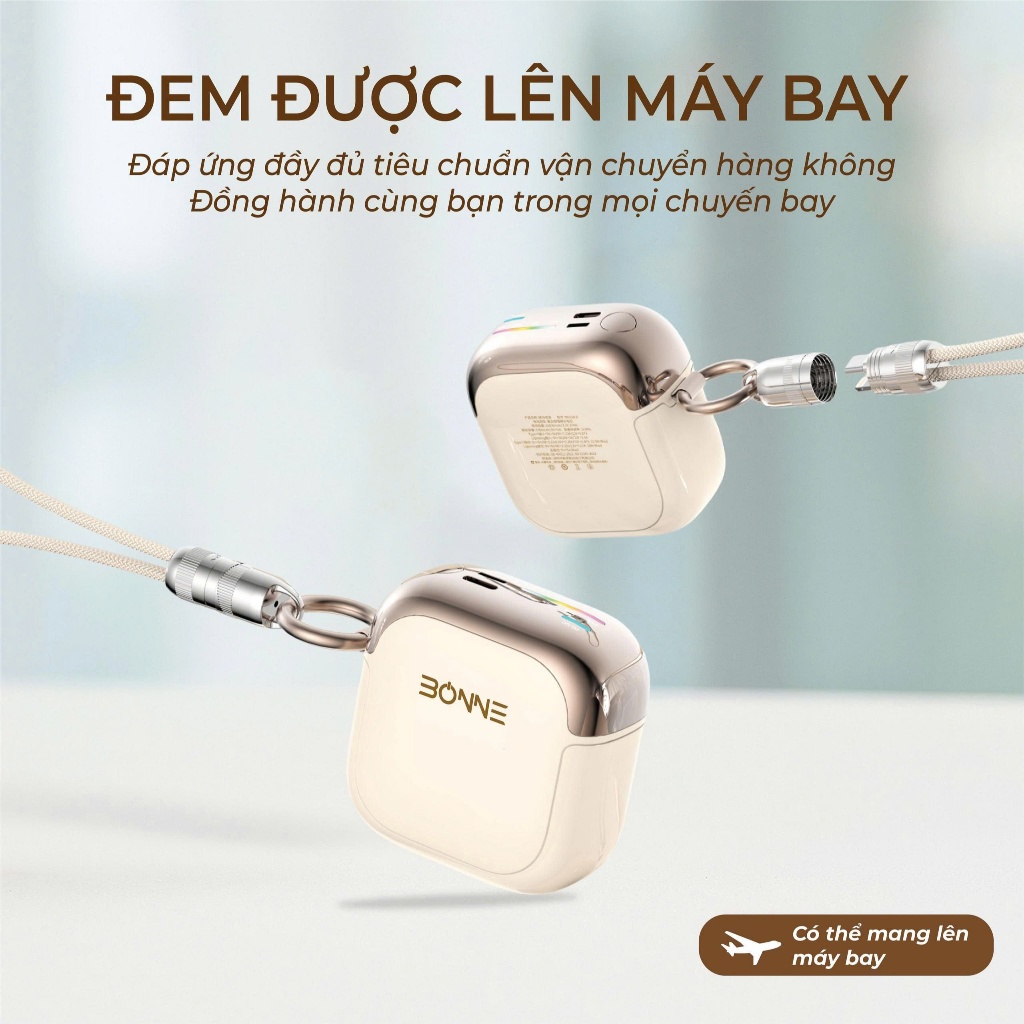 Sạc Dự Phòng Mini BP29 Chính Hãng BONNE TECH , Tích Hợp Dây Đeo Type C To L , Bảo hành 12 Tháng.