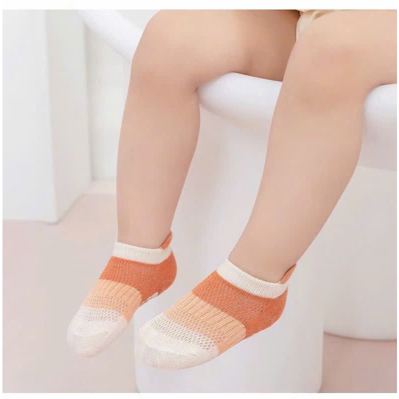 [T01 Tất Lưới- Chống trượt] Set 5 đôi tất lưới thoáng mát mùa hè, có chống trơn trượt cho bé 0-3 tuổi