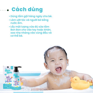 Sữa tắm gội toàn thân Bon Bon sạch dịu nhẹ, dưỡng ẩm bào vệ da cho bé 200ml HomeCare