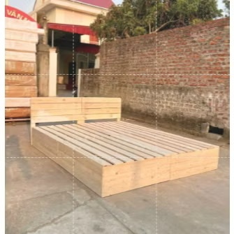 Giường Gỗ Pallet Kín Chân Tự Nhiên Cao 20cm Giường Pallet Tiện Lợi Có Đầu Giường HomeDecor