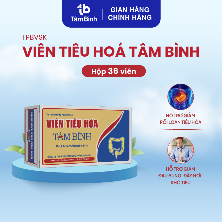 Viên Tiêu hóa Tâm Bình - Hỗ trợ ăn ngon, giảm đầy bụng, khó tiêu, tiêu chảy, táo bón