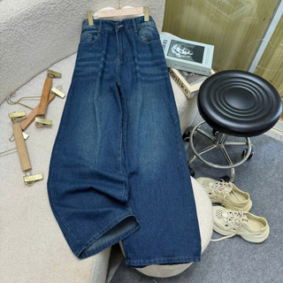 Quần Jean Bigsize Nữ Ống Rộng Cạp Cao Suông Dài Vải Denim Wash Tôn Dáng Cho Chubby Q575