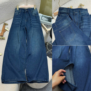 Quần Jean Bigsize Nữ Ống Rộng Cạp Cao Suông Dài Vải Denim Wash Tôn Dáng Cho Chubby Q575