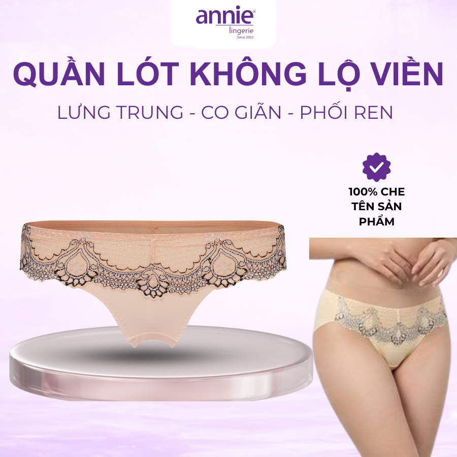 Quần lót nữ trơn phối ren cao cấp annie 8137 kiểu dáng trẻ trung, sexy, nữ tính, thoáng mát