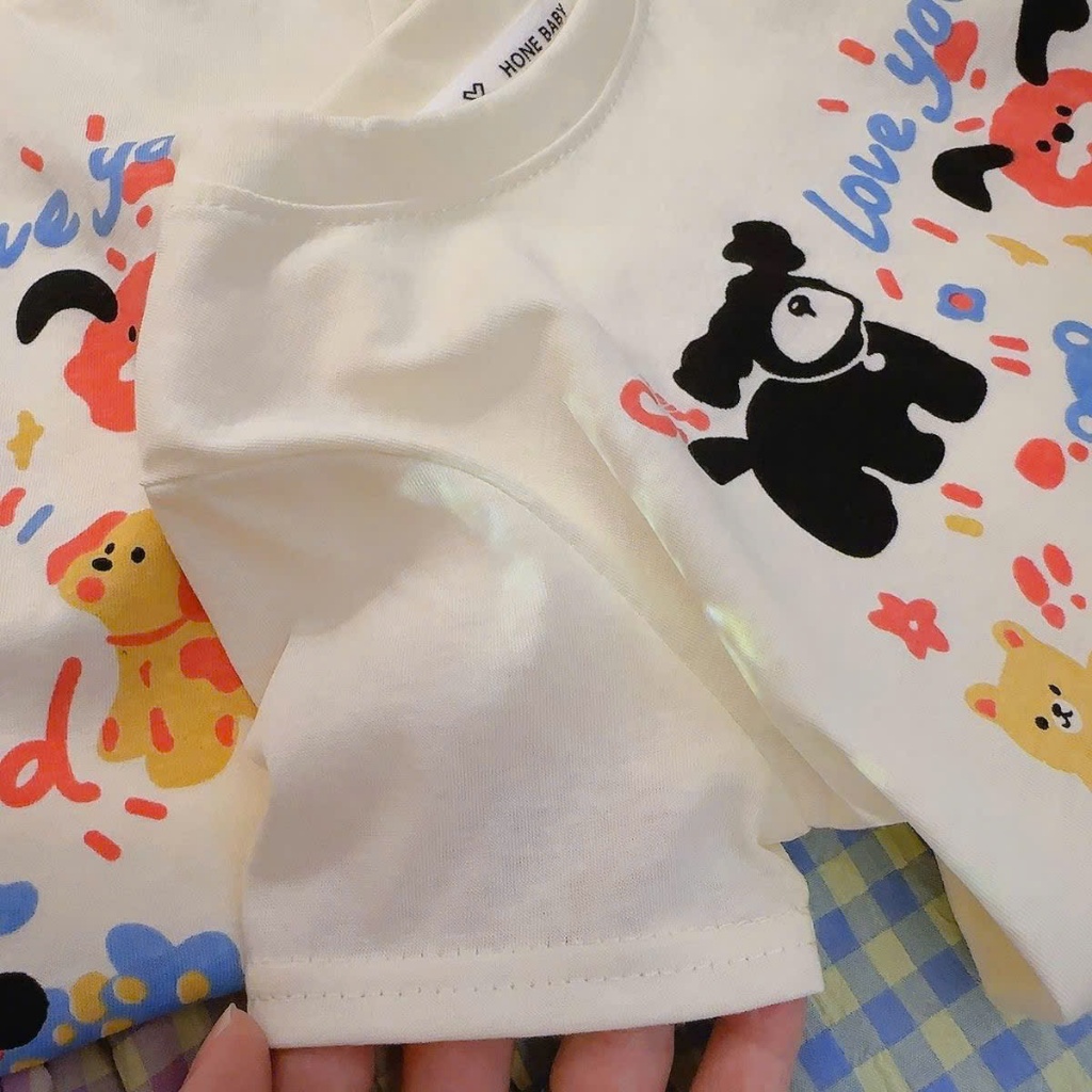 Bộ quần xuông gấu ren áo phông cộc tay cho bé gái 13-46kg