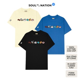 Áo thun unisex In hình cao cấp SUMMER CLUB form basic 100% cotton SOUL OF A NATION - Đen/Trắng/Kem nhạt...
