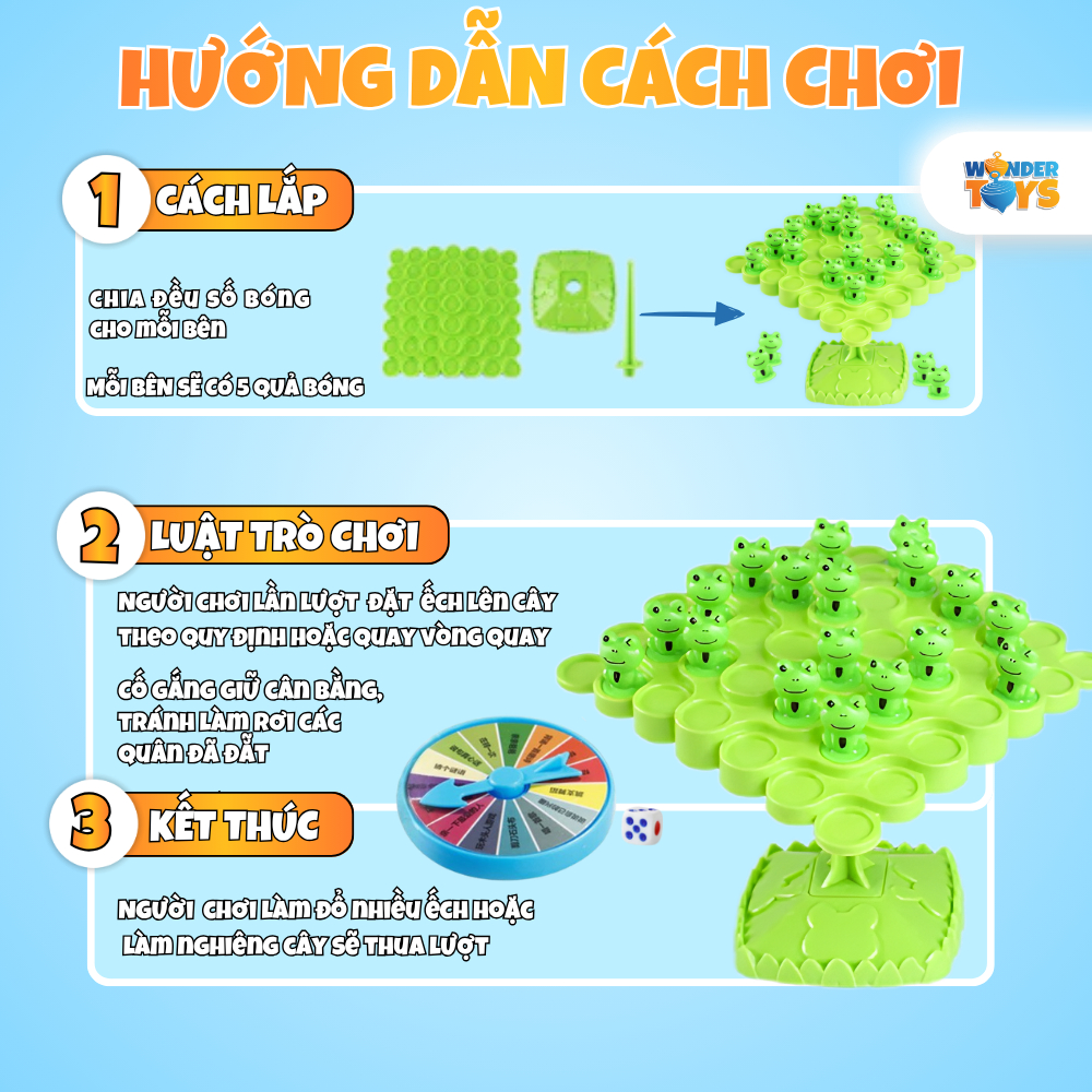 Đồ chơi ếch cây bằng trọng lượng giúp bé rèn luyện tư duy tính tập trung, phát triển trí tuệ