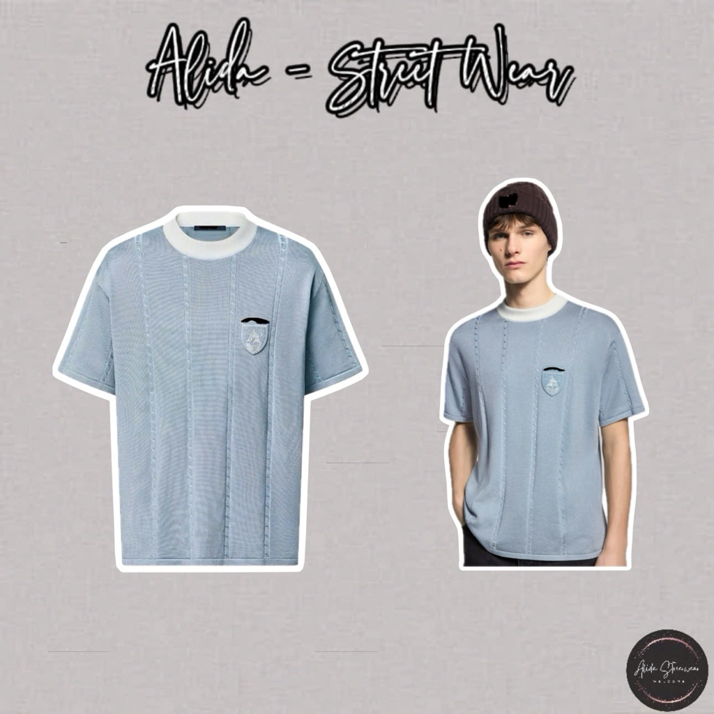 ⚡️[Hight Quality] Áo Phông Len Blue \/ Ready To Wear - Điểm Nhấn Chữ Trắng Dệt Kim Cao Cấp Street Wear