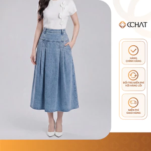 Chân Váy 𝐂𝐂𝐇𝐀𝐓 Dáng Xòe Nami Basic Có Túi Sườn Chất Liệu Jean Cao Cấp 16CDJ2004XT