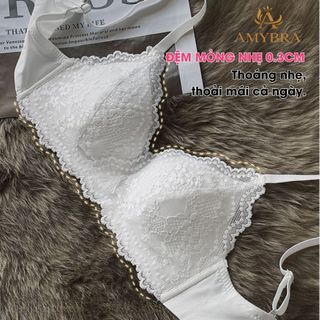Áo Ngực Nữ  Phối Ren Không Gọng Quyến Rũ, Áo Lót Ren Nữ Phong Cách Hàn Quốc AMYBRA A2004