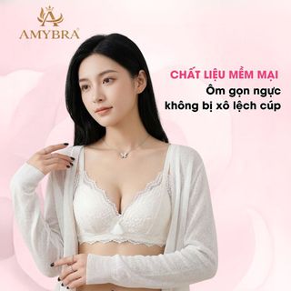 Áo Ngực Nữ  Phối Ren Không Gọng Quyến Rũ, Áo Lót Ren Nữ Phong Cách Hàn Quốc AMYBRA A2004