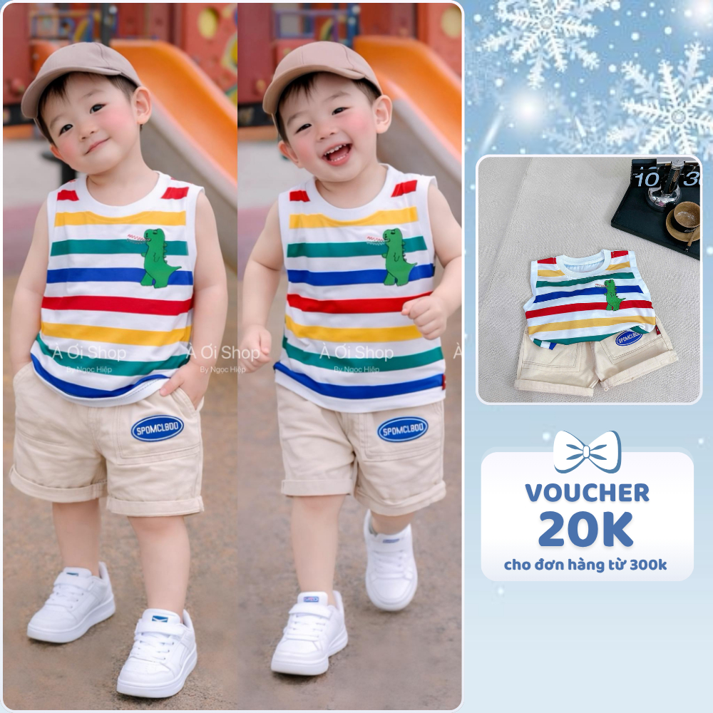 [À ƠI SHOP] E30- bộ ba lỗ khủng long sọc nhiều màu- a201.598