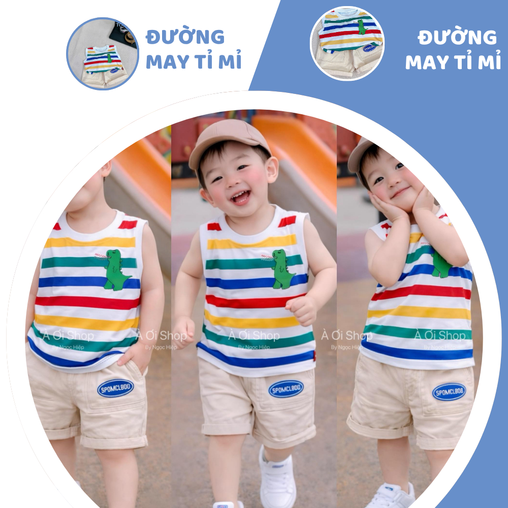 [À ƠI SHOP] E30- bộ ba lỗ khủng long sọc nhiều màu- a201.598