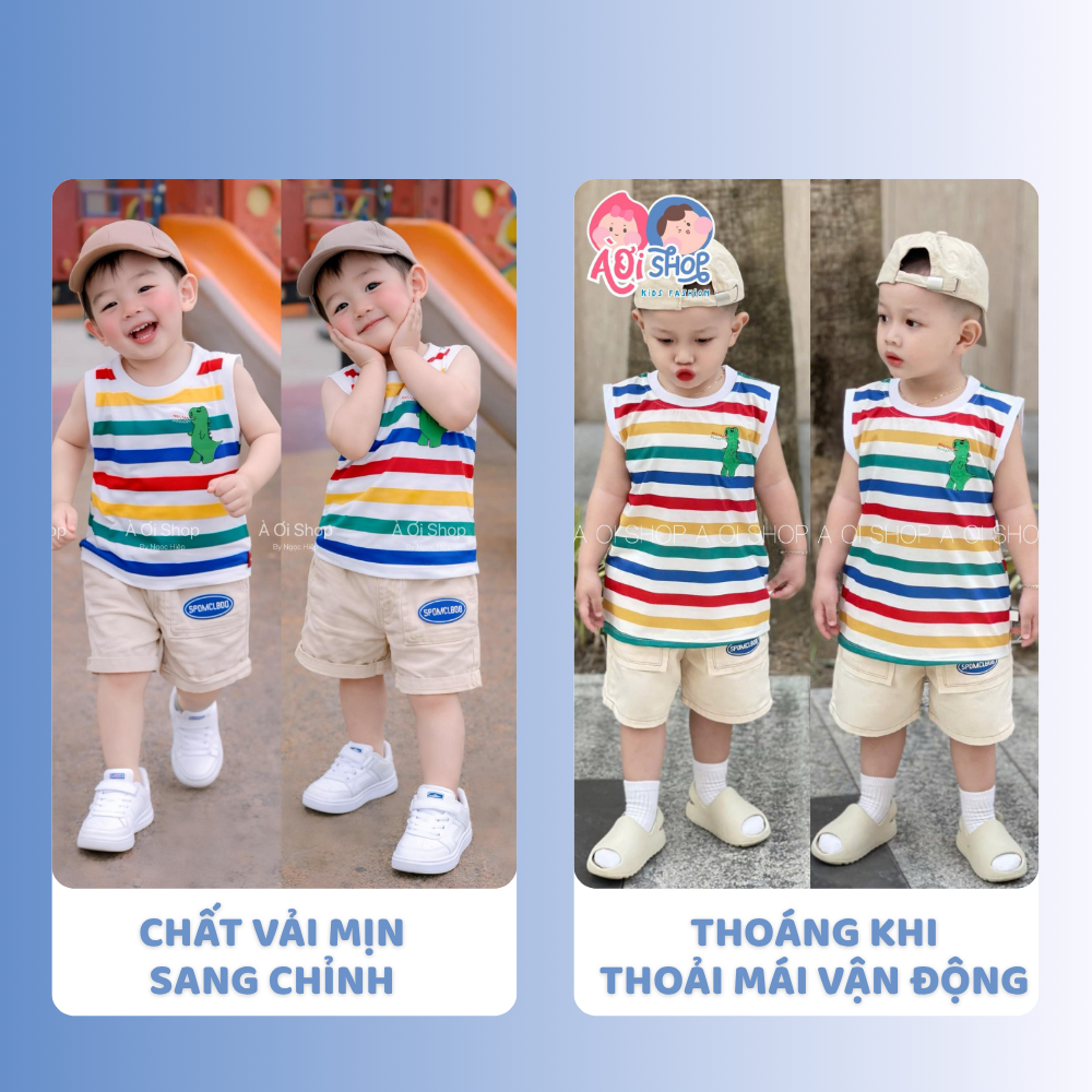 [À ƠI SHOP] E30- bộ ba lỗ khủng long sọc nhiều màu- a201.598
