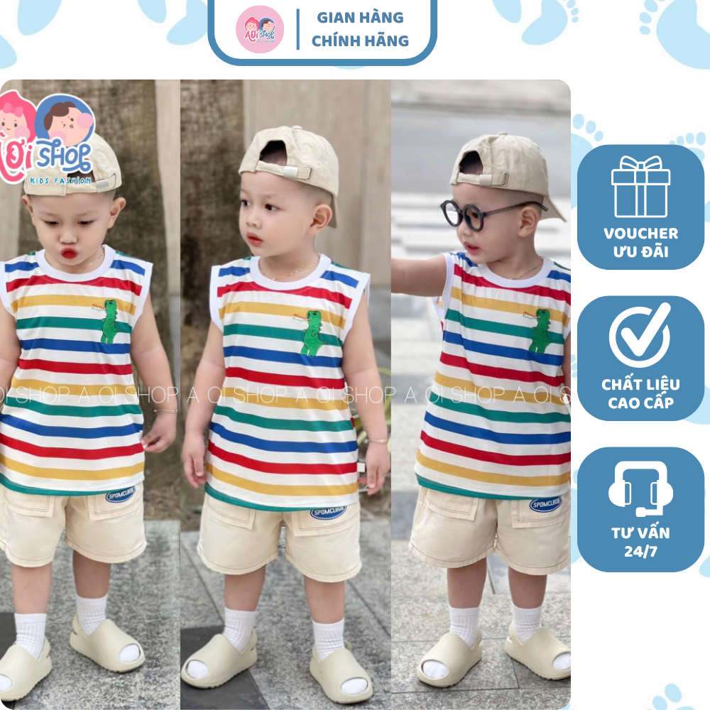 [À ƠI SHOP] E30- bộ ba lỗ khủng long sọc nhiều màu- a201.598