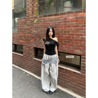 𝐍𝐞𝐯𝐚𝐫𝐬𝐢𝐝𝐞 𝐏𝐚𝐧𝐭𝐬 - Quần kaki dù, quần lưng chun ống rộng thiết kế kèm khăn đai chéo nhien.official NQD00005