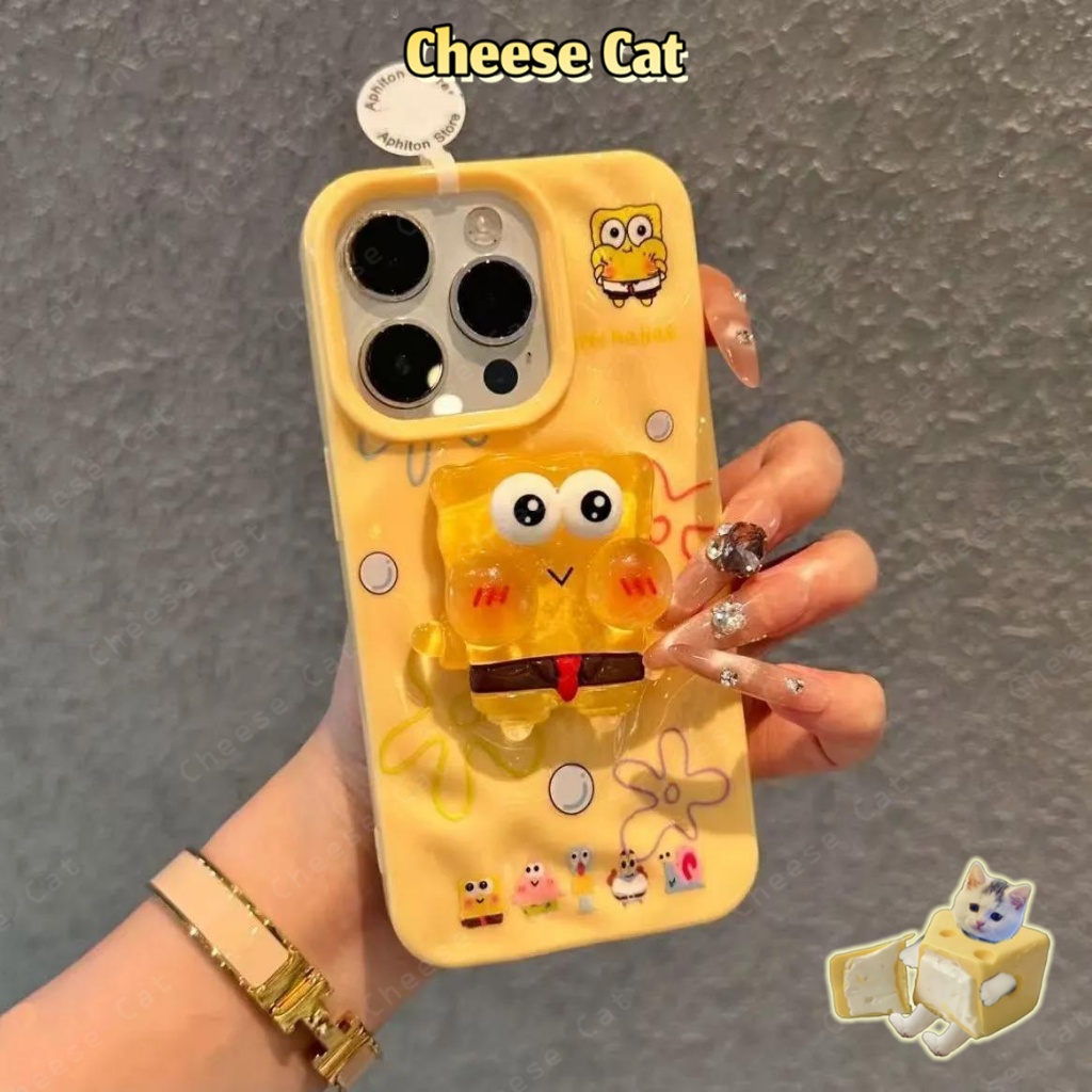 3D miếng bọt biển em bé người bạn tốt sự kết hợp Ốp điện thoại cho iPhone 13 14 15 11 12 16 17 Pro Max/Plus Xs Max XR 7P