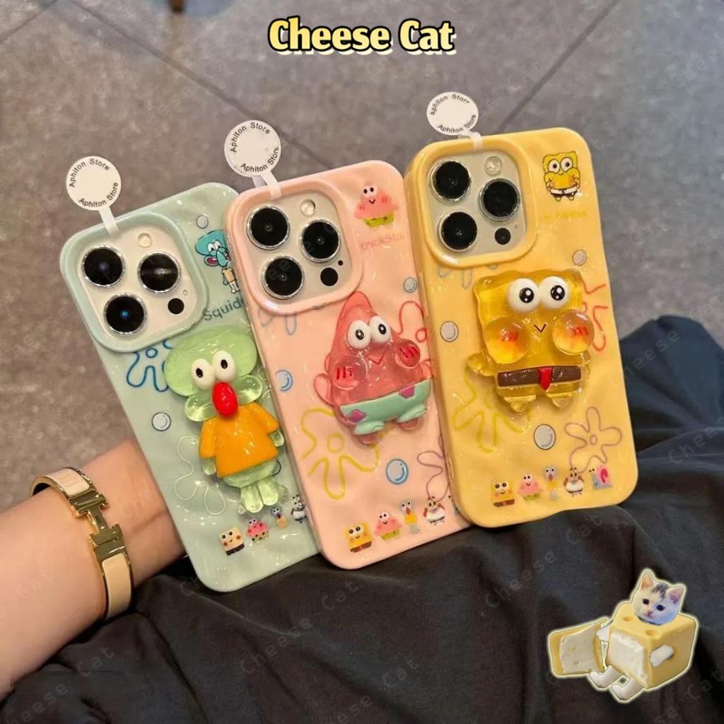 3D miếng bọt biển em bé người bạn tốt sự kết hợp Ốp điện thoại cho iPhone 13 14 15 11 12 16 17 Pro Max/Plus Xs Max XR 7P