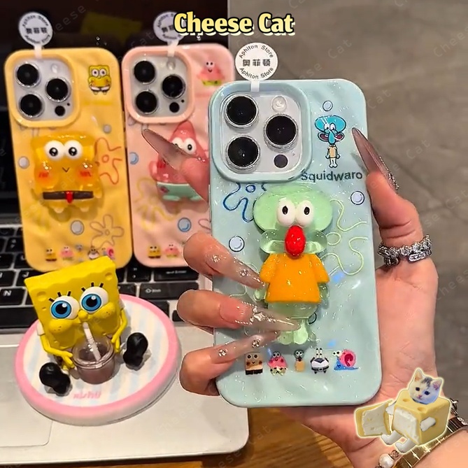 3D miếng bọt biển em bé người bạn tốt sự kết hợp Ốp điện thoại cho iPhone 13 14 15 11 12 16 17 Pro Max/Plus Xs Max XR 7P