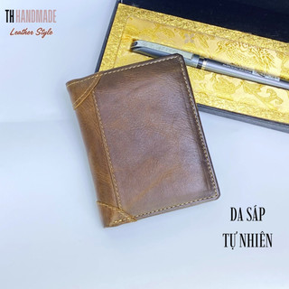 Ví da nam dáng đứng CLASIC - TH HANDMADE - Size 9.5x12cm, Nhiều Ngăn Chữ Nhật, Màu  Nâu, Bảo Hành 12 Tháng