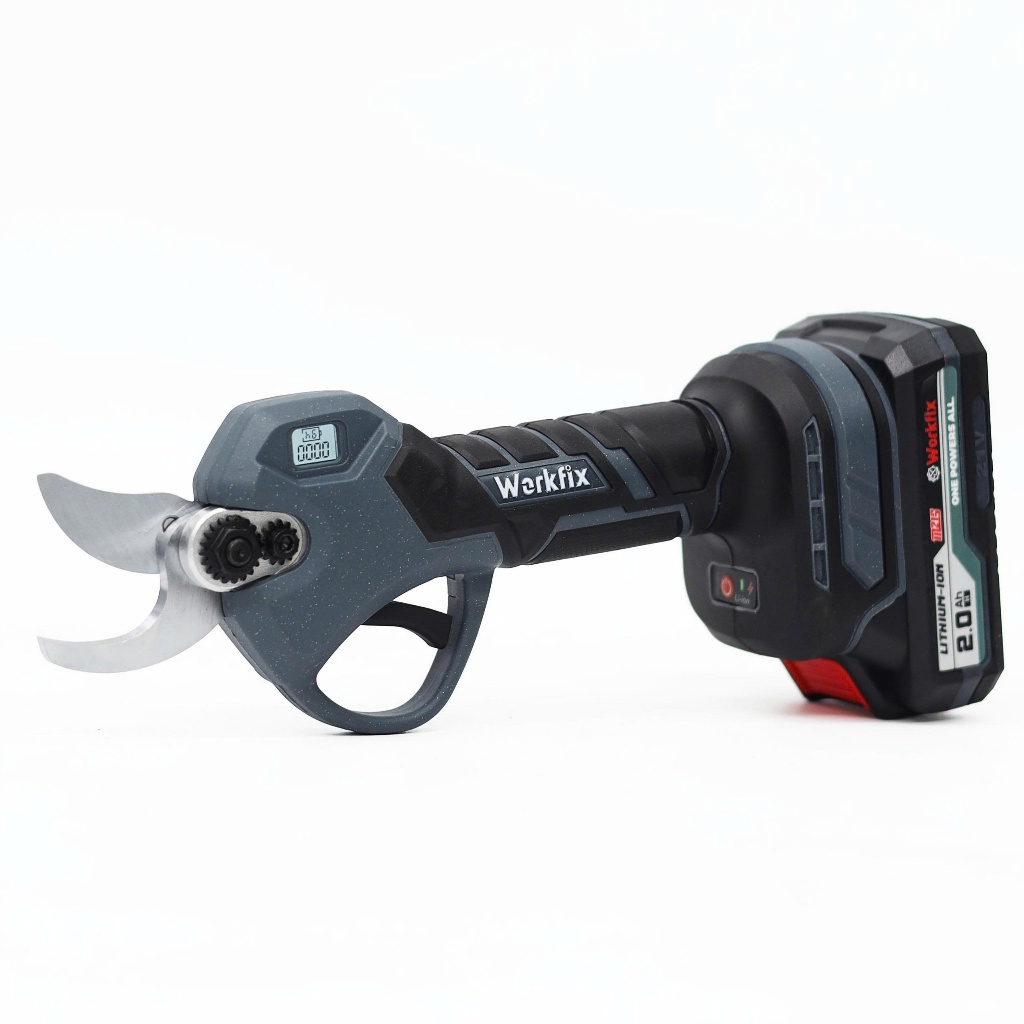 Kéo cắt cành dùng pin WORKFIX WF-CP30PRO, Đường kính cắt 3cm - Màn Led báo % Pin - Không chổi than