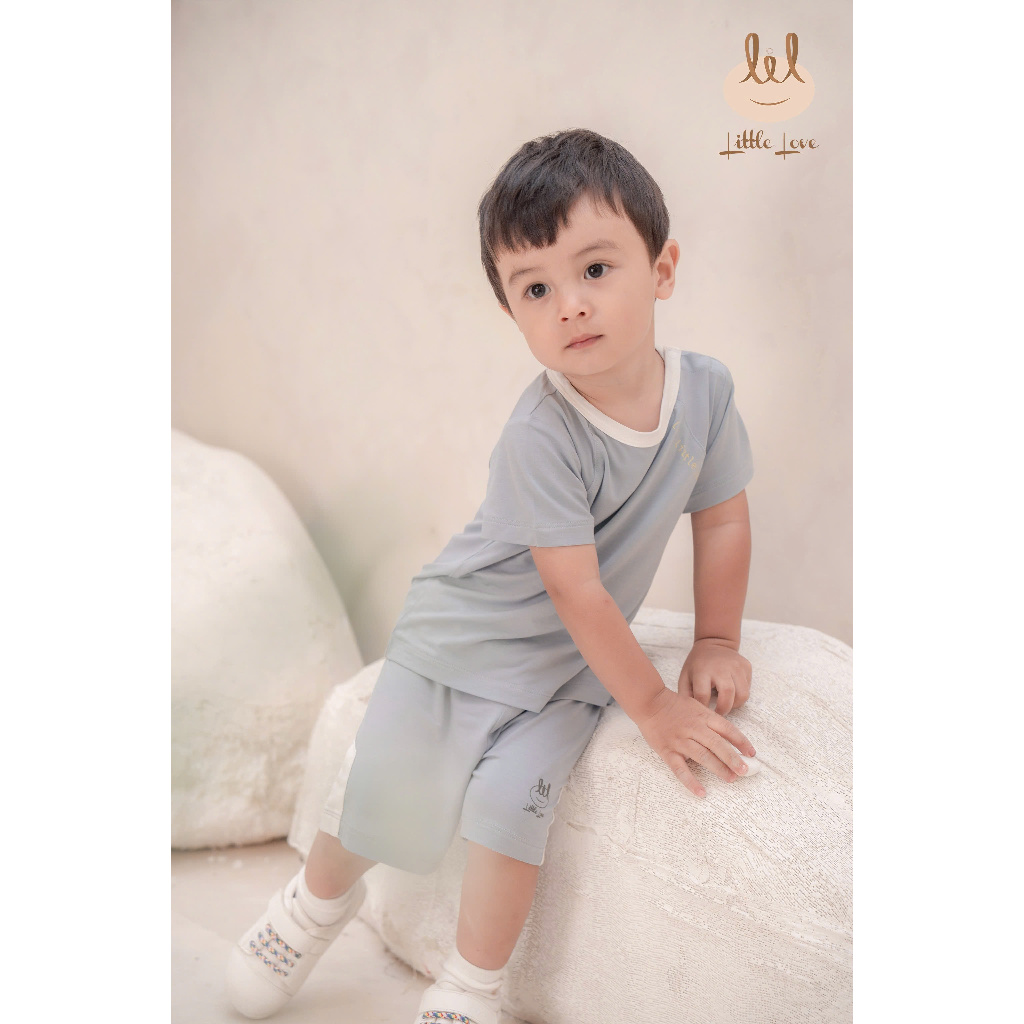 BỘ CỘC TAY VẢI SỢI TRE IN CHỮ LITTLE LOVE [ SIÊU MỀM, MÁT, MỊN CO DÃN VÀ THẤM HÚT TỐT] SZ 6/9M - 4Y (HCT10)
