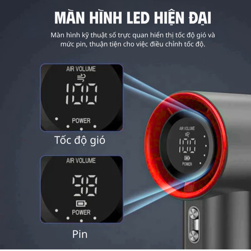 Quạt Cầm Tay Mini Đa Năng 100 Cấp Độ Gió - Pin 4000mAh, Màn Hình LED Hiển Thị Pin, Sạc Type-C, Quạt Cầm Tay Tích Điện