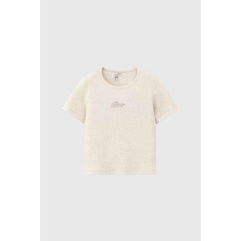 Áo Thun BOO Dáng Babytee Fitted Thêu Logo Dành Cho Nữ Chất Liệu Cao Cấp, Thoáng Mát