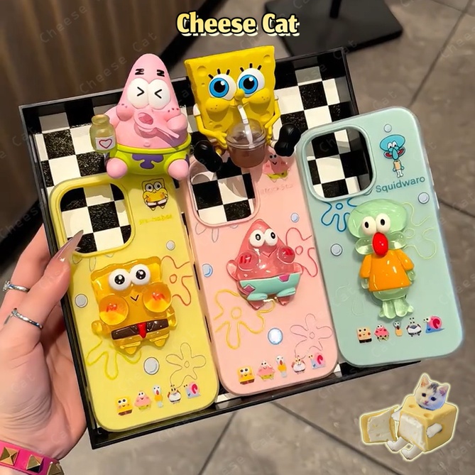 Màu vàng 3D dễ thương miếng bọt biển Ốp điện thoại và chữ H cho iPhone 13 14 15 11 12 16 17 Pro Max/Plus Xs Max XR