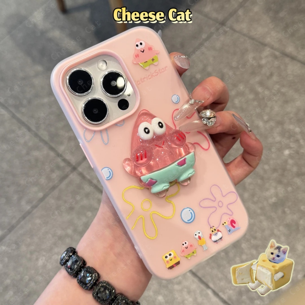 Màu vàng 3D dễ thương miếng bọt biển Ốp điện thoại và chữ H cho iPhone 13 14 15 11 12 16 17 Pro Max/Plus Xs Max XR