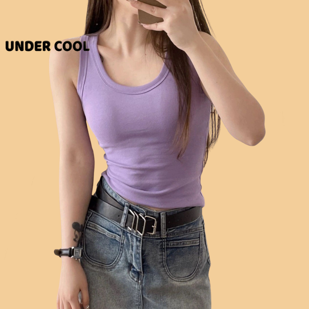 Áo Thun Nữ Ba Lỗ UNDERCOOL Cotton Kèm Mút Đệm Ngực Nhiều Màu Sắc, live ABL03