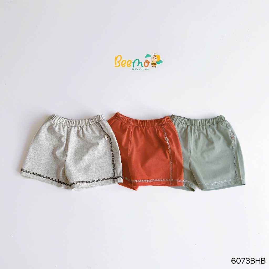 Set cotton cộc tay Beemo phối viền nổi bật họa tiết in chữ cá tinh cho bé trai 9-24kg