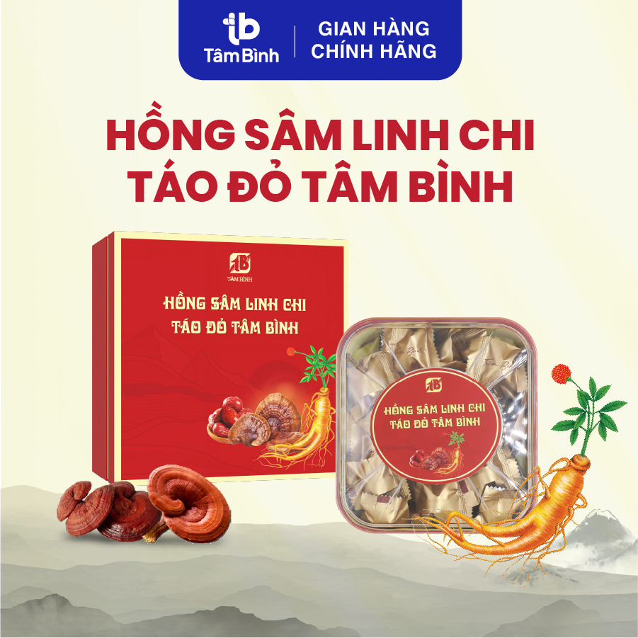[Ưu đãi] Hồng sâm linh chi táo đỏ Tâm Bình - Hộp 30 viên dùng hàng ngày