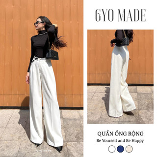 Quần ống rộng nữ cạp cao GYOMADE® nhiều màu, chất Tằm Tuyết cao cấp mềm rũ tôn dáng | GQ003