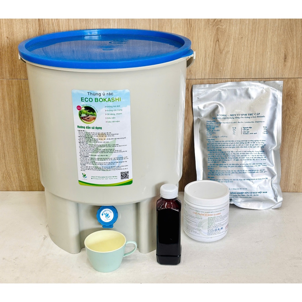 Chế phẩm men vi sinh thứ cấp EcoBig, hộp men vi sinh, rỉ mật BOKASHI