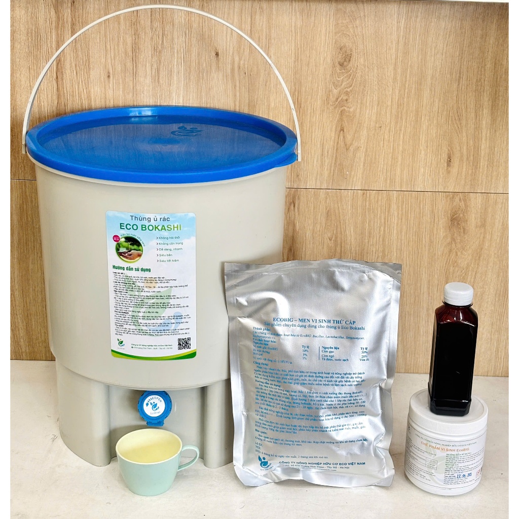 Chế phẩm men vi sinh thứ cấp EcoBig, hộp men vi sinh, rỉ mật BOKASHI
